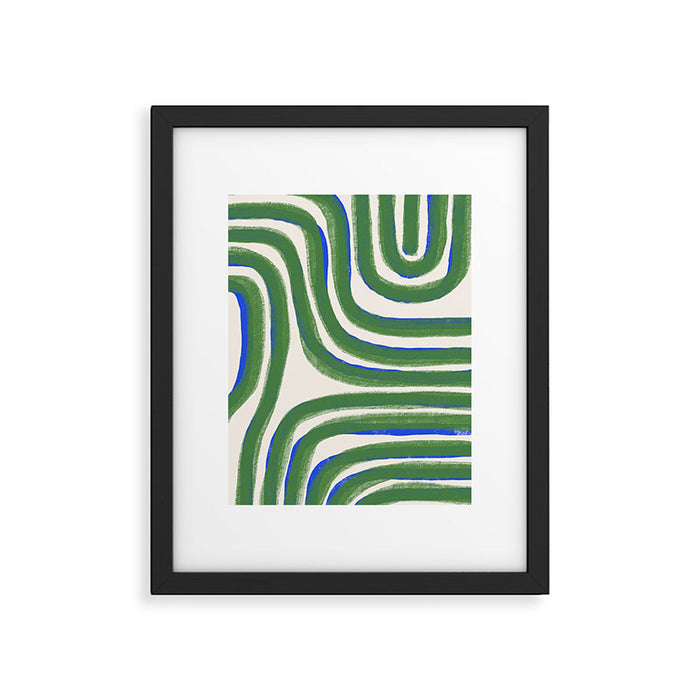 Green Blue Line Composition  Framed Art Print Gallery Image 1