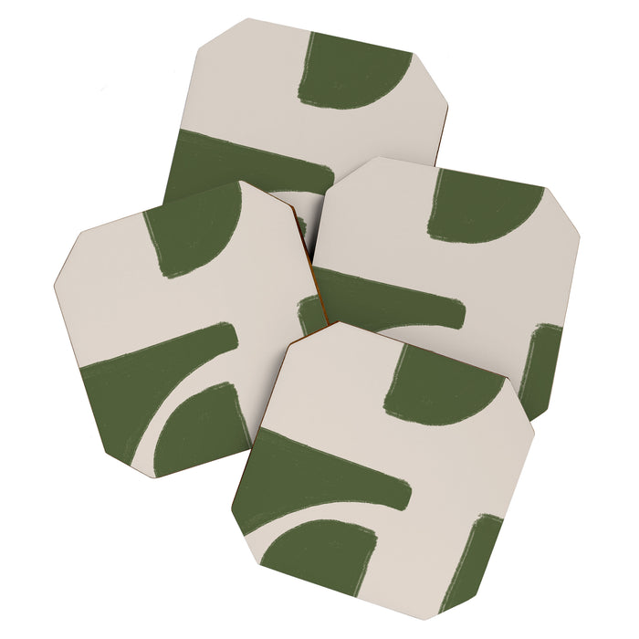 Green Geometric Original Shape Coaster Gallery Image 1