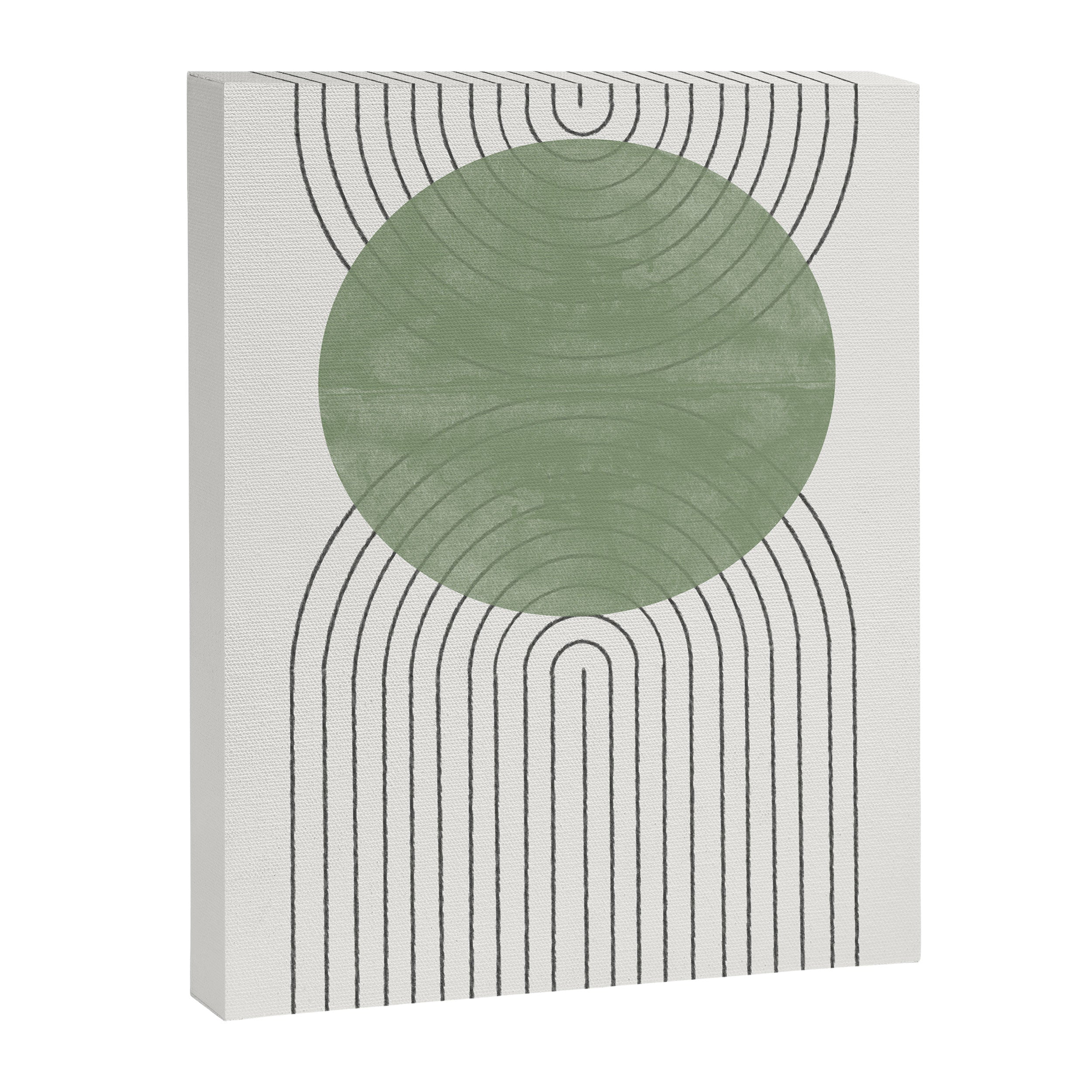Mid century Green Moon Shape  Canvas Print Gallery Image 6