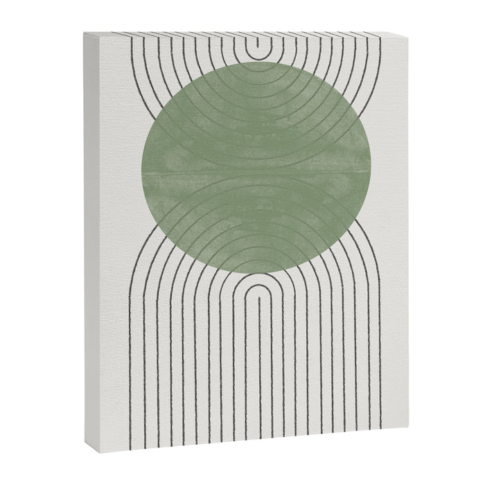 Mid century Green Moon Shape  Canvas Print Gallery Image 1