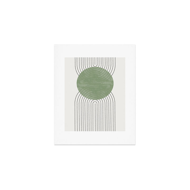 Mid century Green Moon Shape  Art Print Gallery Image 1