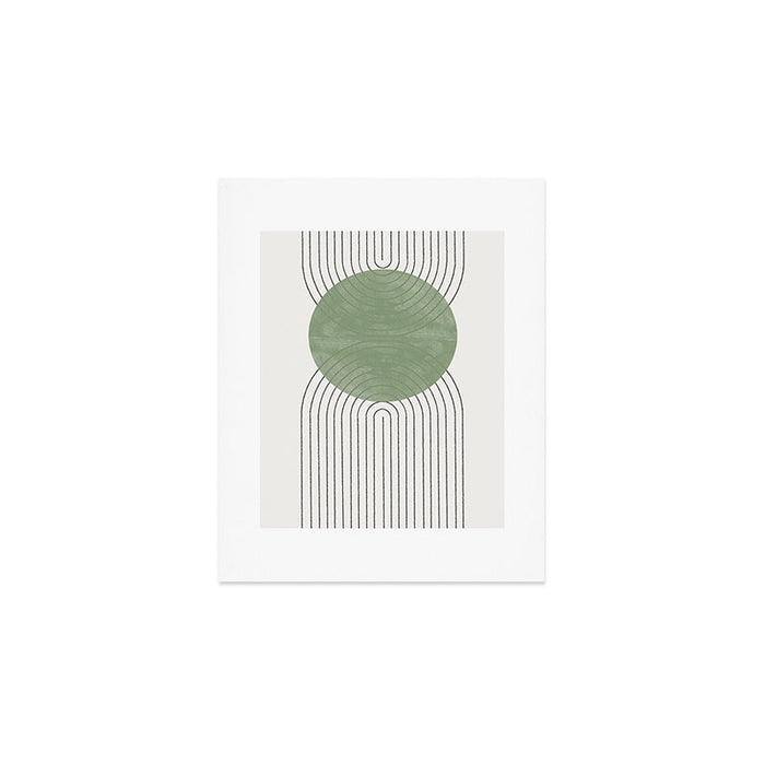 Mid century Green Moon Shape  Art Print Gallery Image 1