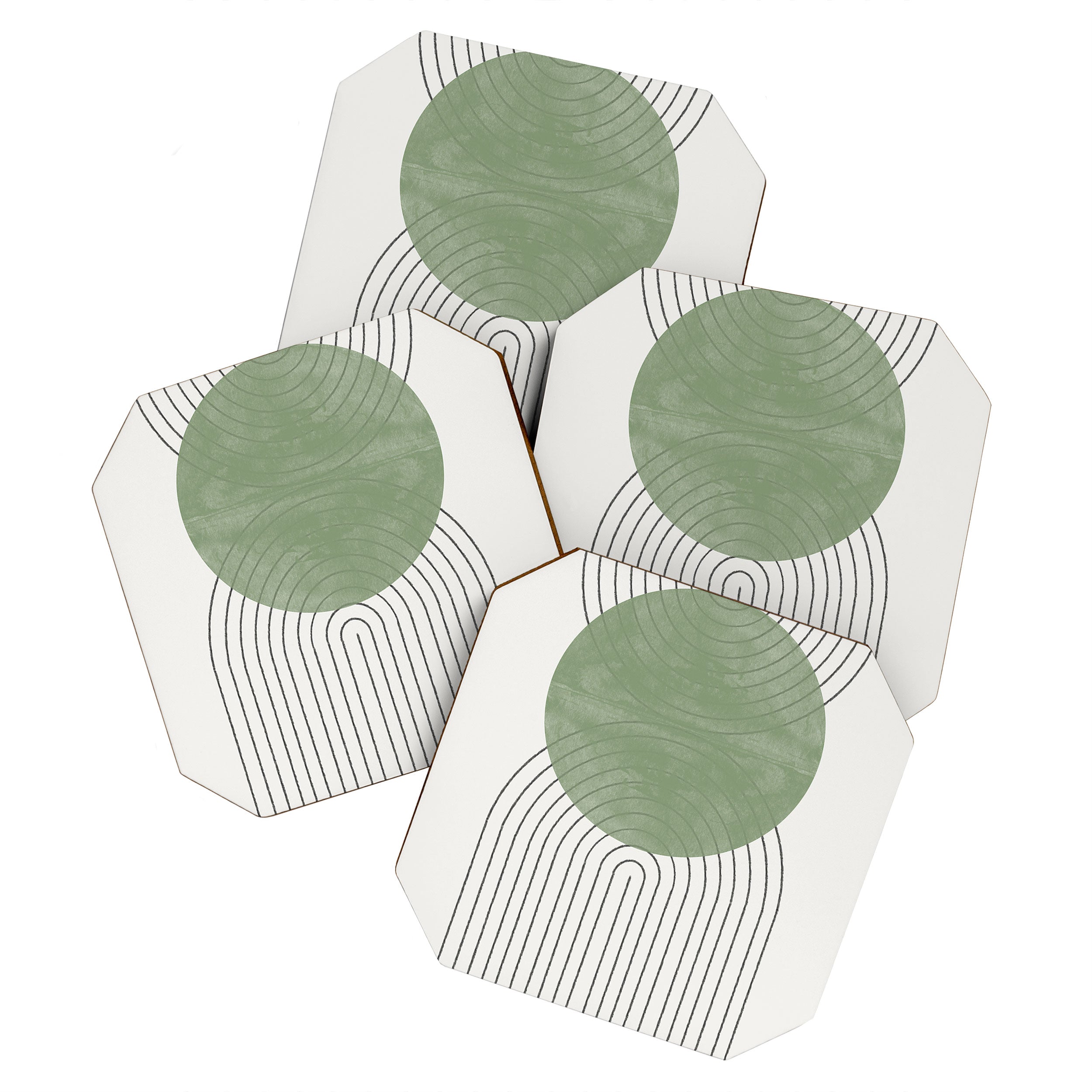 Mid century Green Moon Shape  Coaster Gallery Image 1