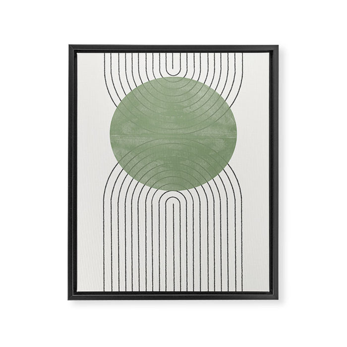 Mid century Green Moon Shape  Framed Canvas Print Gallery Image 1
