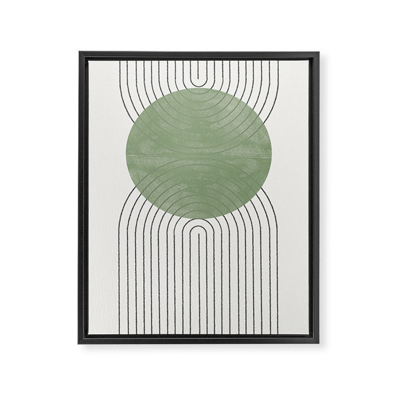 Mid century Green Moon Shape  Framed Canvas Print Gallery Image 6