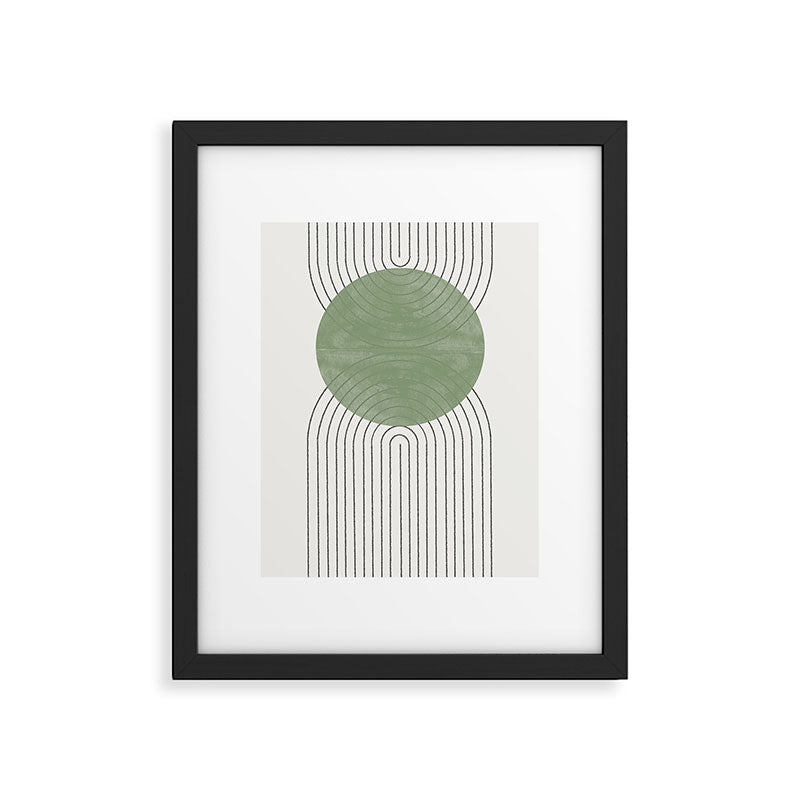Mid century Green Moon Shape  Framed Art Print Gallery Image 5