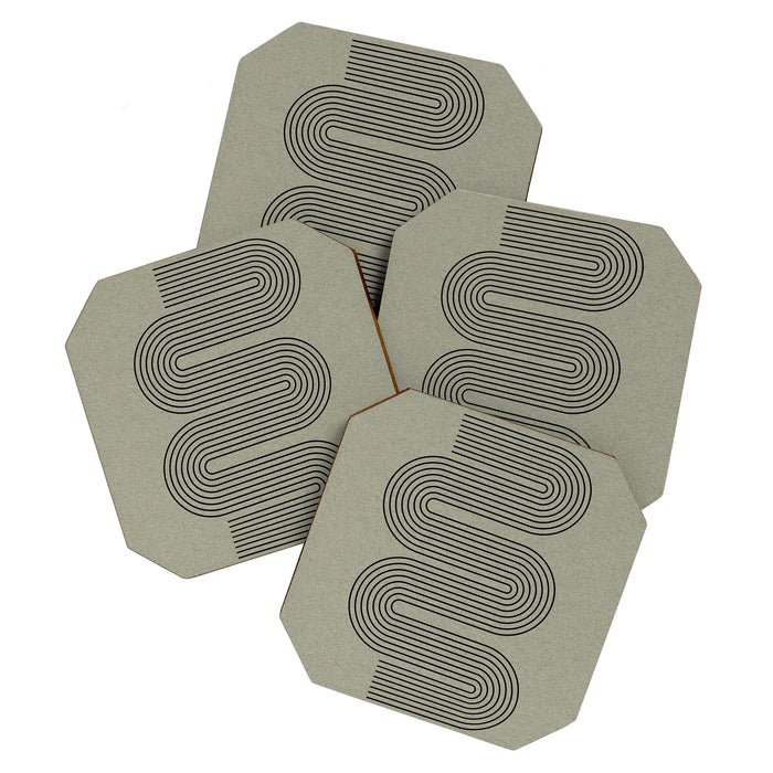Green Organic Texture Geometric  Coaster Gallery Image 1