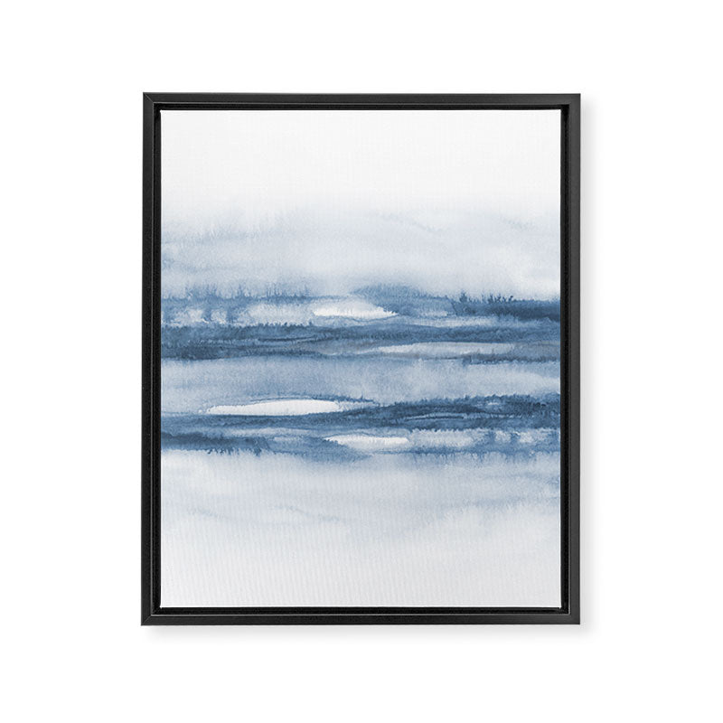 Indigo Clouds, Blue Abstract Art Framed Canvas Print Gallery Image 6