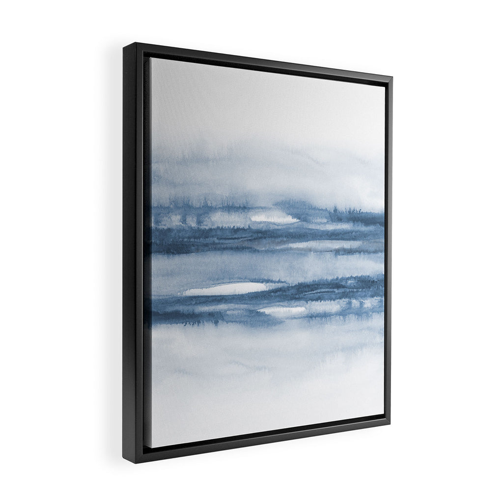 Indigo Clouds, Blue Abstract Art Framed Canvas Print Gallery Image 2