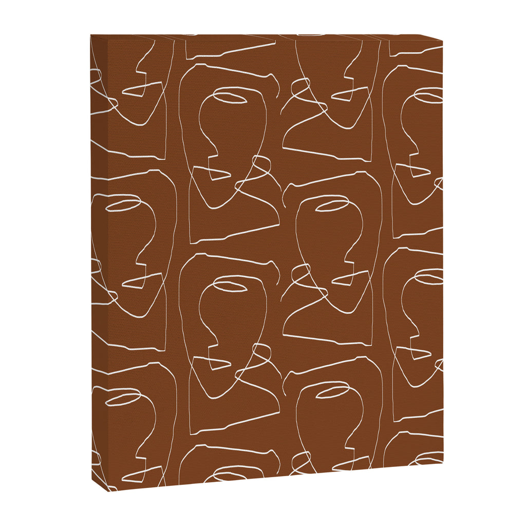 Line Art Woman Face Burnt Orange Canvas Print Gallery Image 6