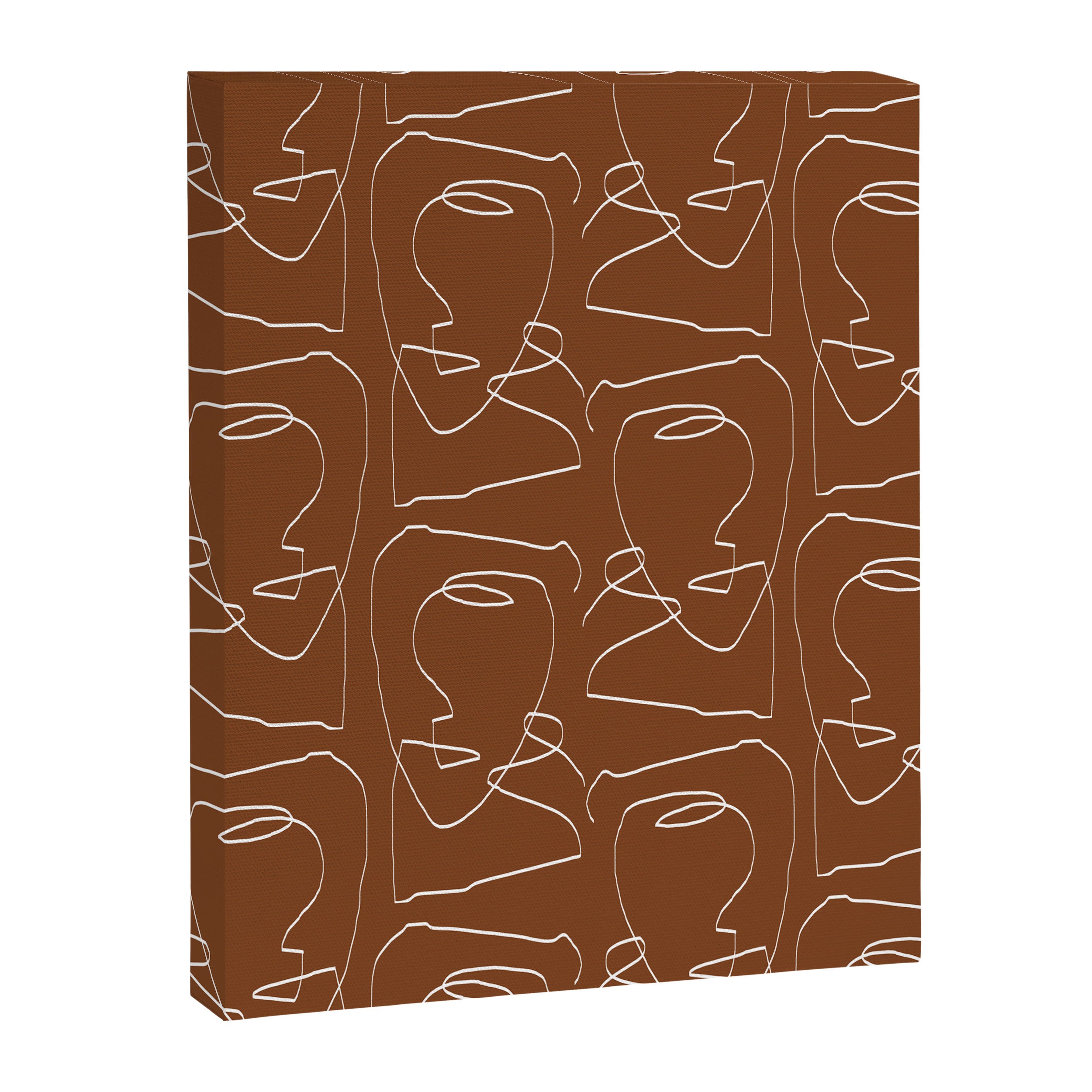 Line Art Woman Face Burnt Orange Canvas Print Gallery Image 6