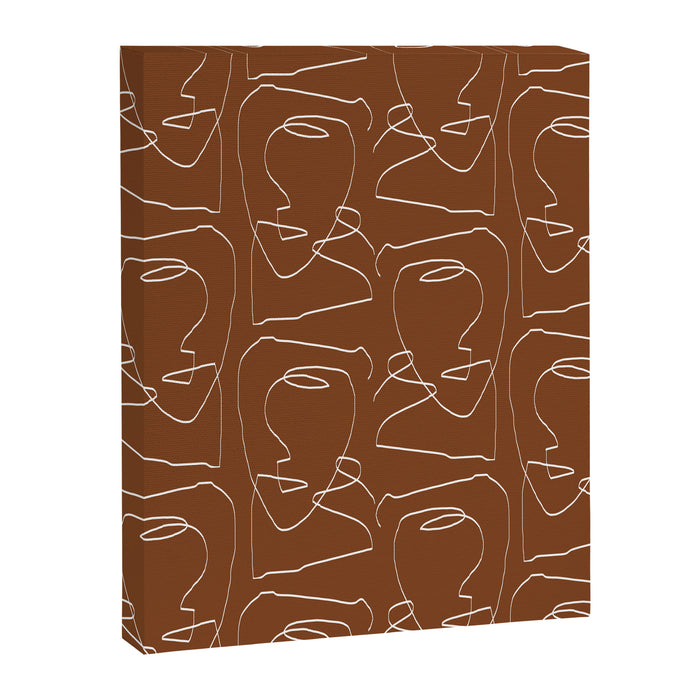 Line Art Woman Face Burnt Orange Canvas Print Gallery Image 1