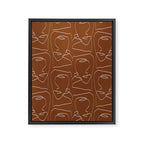 Line Art Woman Face Burnt Orange Framed Canvas Print Gallery Image 6