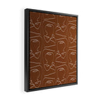 Line Art Woman Face Burnt Orange Framed Canvas Print Gallery Image 2