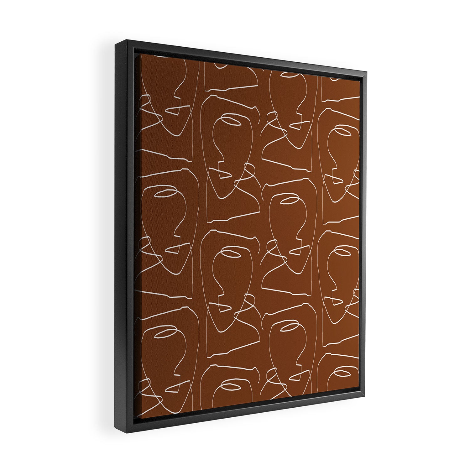 Line Art Woman Face Burnt Orange Framed Canvas Print Gallery Image 2