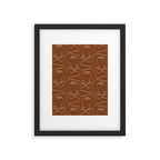 Line Art Woman Face Burnt Orange Framed Art Print Gallery Image 5