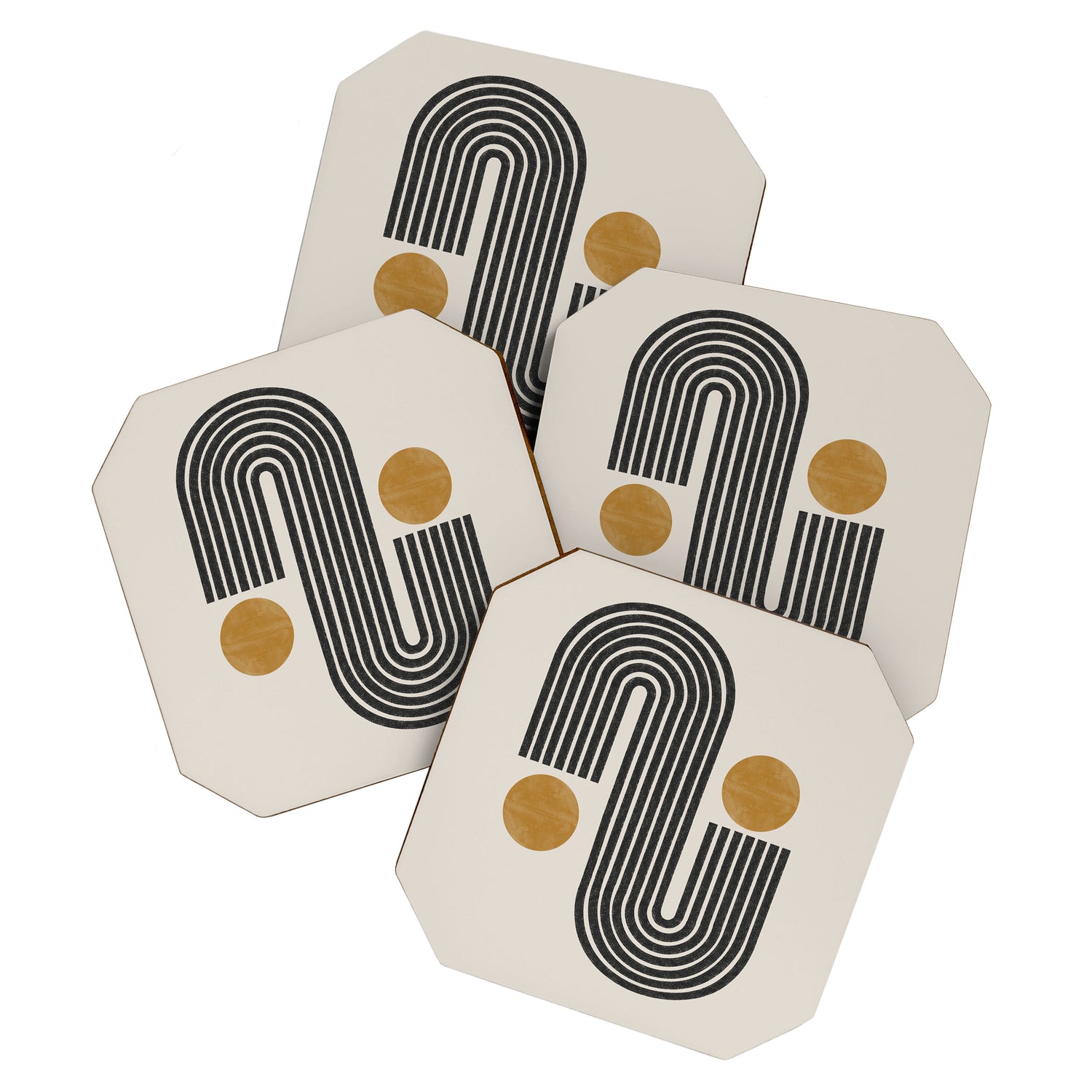 Mid Century Black Mustard  Coaster Gallery Image 1