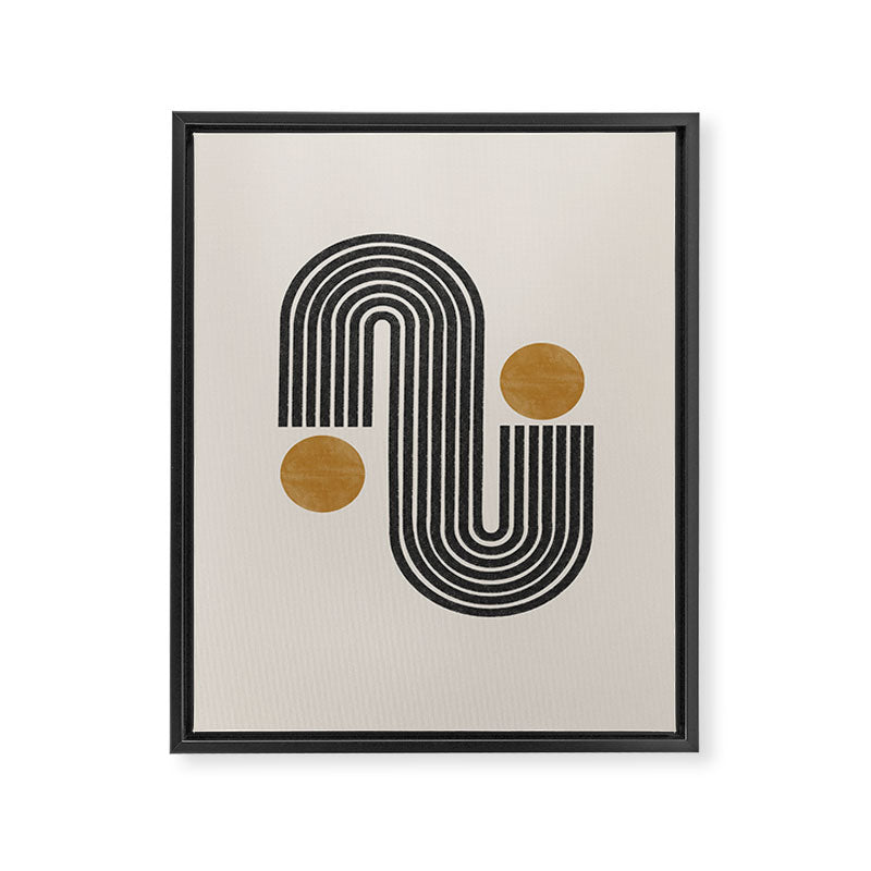 Mid Century Black Mustard  Framed Canvas Print Gallery Image 6