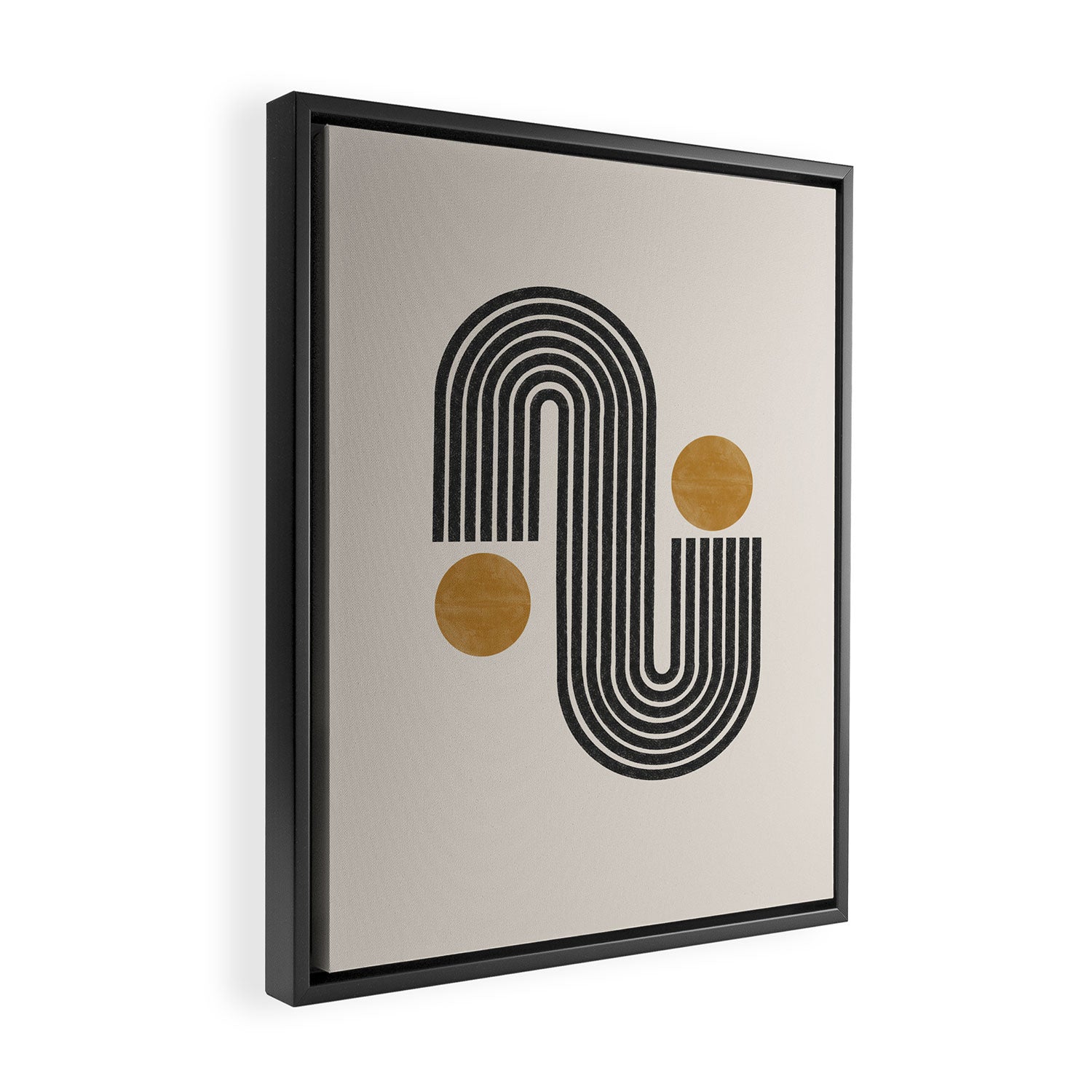 Mid Century Black Mustard  Framed Canvas Print Gallery Image 2