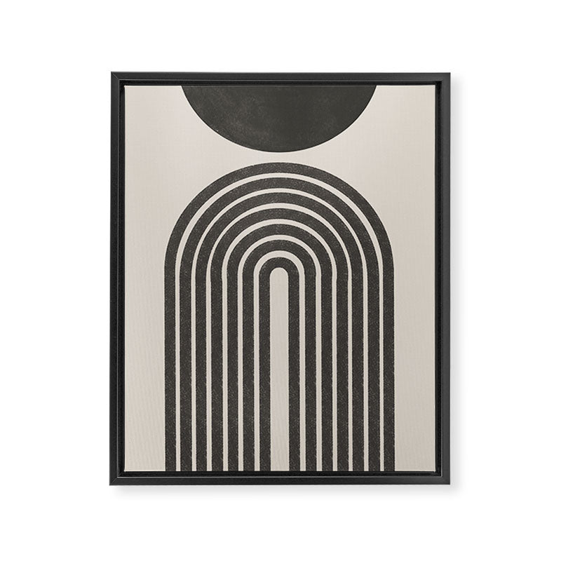 Mid Century Modern Beige and Black  Framed Canvas Print Gallery Image 6