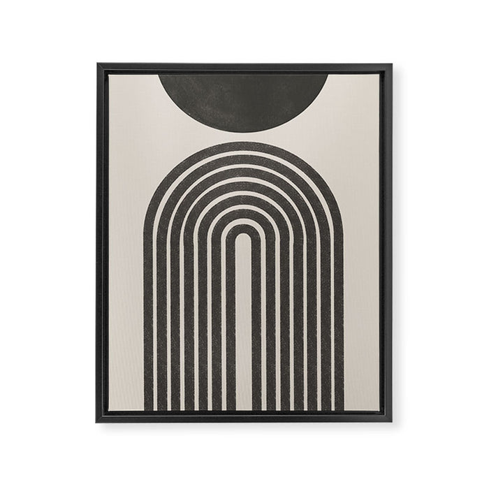 Mid Century Modern Beige and Black  Framed Canvas Print Gallery Image 1