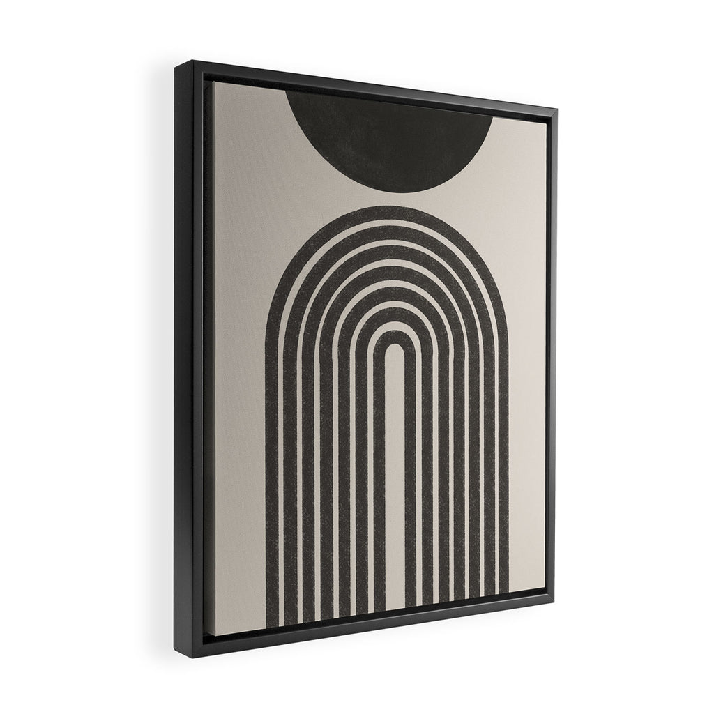 Mid Century Modern Beige and Black  Framed Canvas Print Gallery Image 2