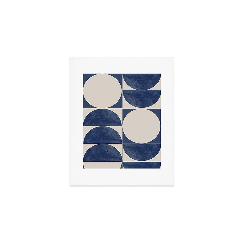 Mid Century Modern Geometric Blue Art Print Gallery Image 1