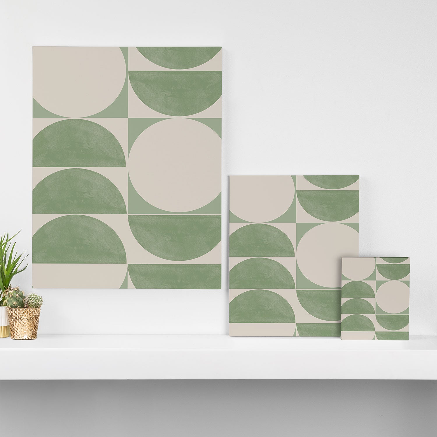 Mid Century Modern Green Geometric Canvas Print Gallery Image 3