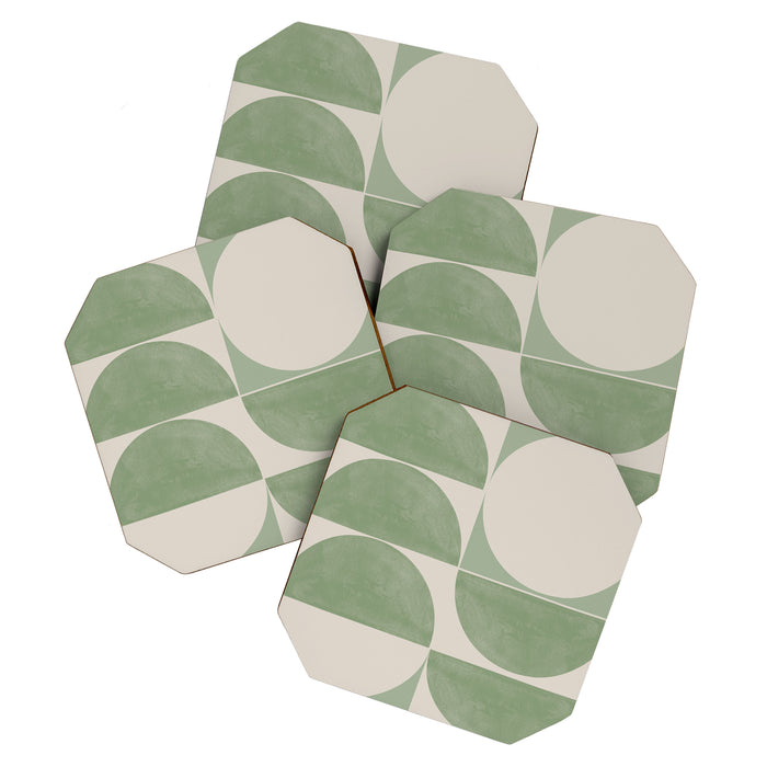 Mid Century Modern Green Geometric Coaster Gallery Image 1