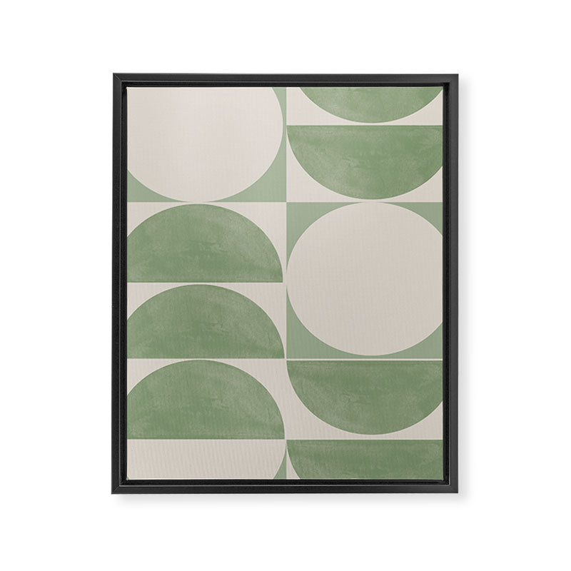 Mid Century Modern Green Geometric Framed Canvas Print Gallery Image 6