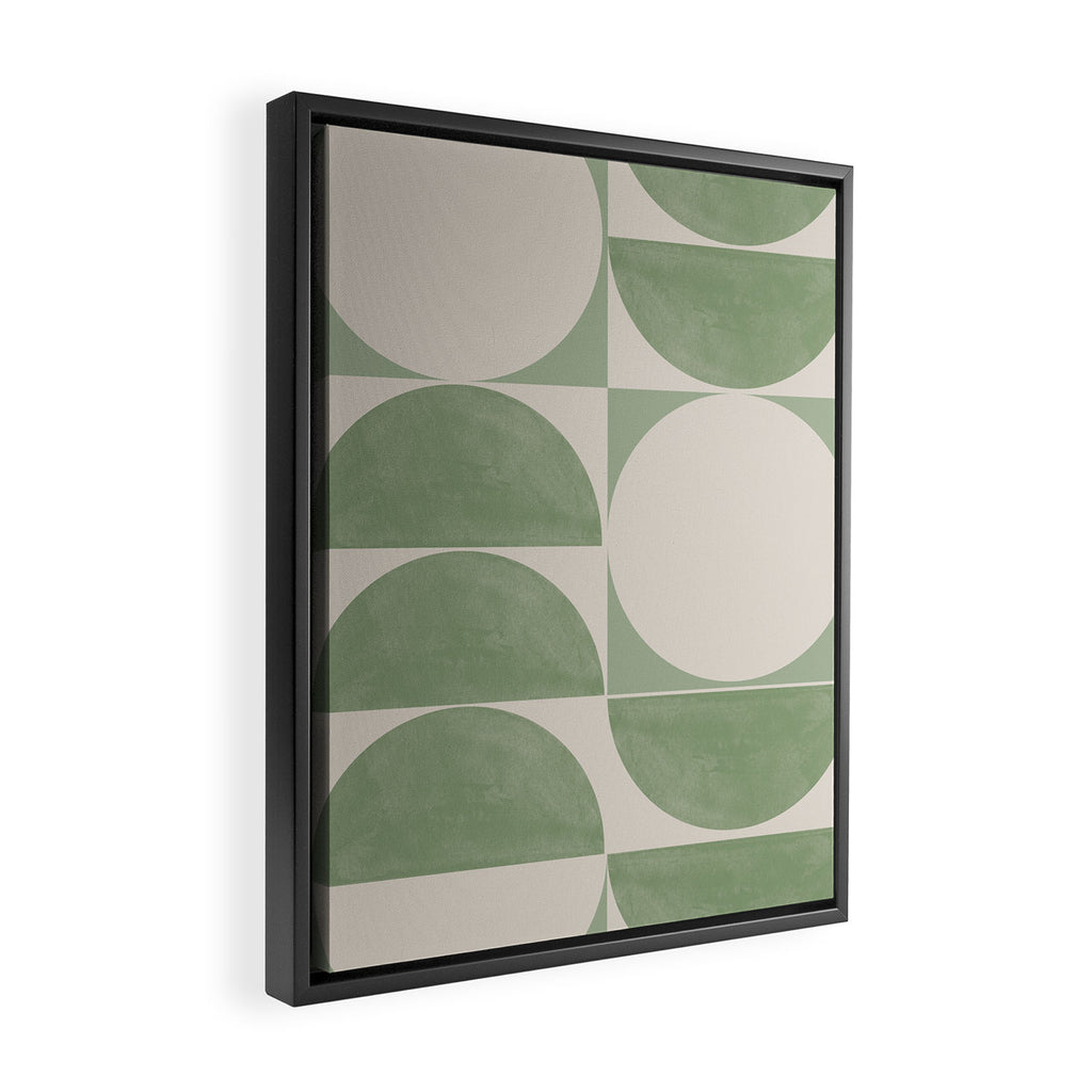 Mid Century Modern Green Geometric Framed Canvas Print Gallery Image 2