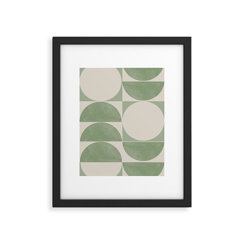 Mid Century Modern Green Geometric Framed Art Print Gallery Image 4