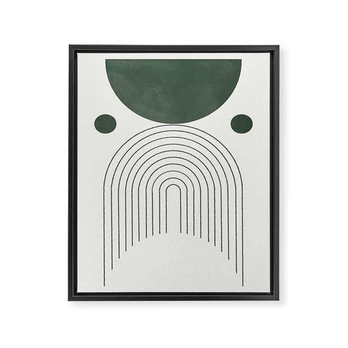 Mid Century Modern Green Framed Canvas Print Gallery Image 1