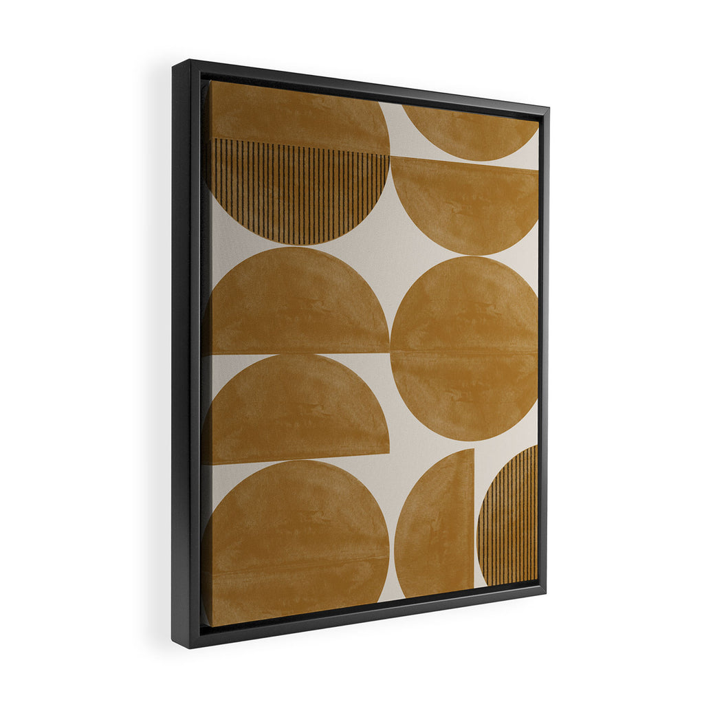 Mid Century Modern Mustard Graphic Framed Canvas Print Gallery Image 2
