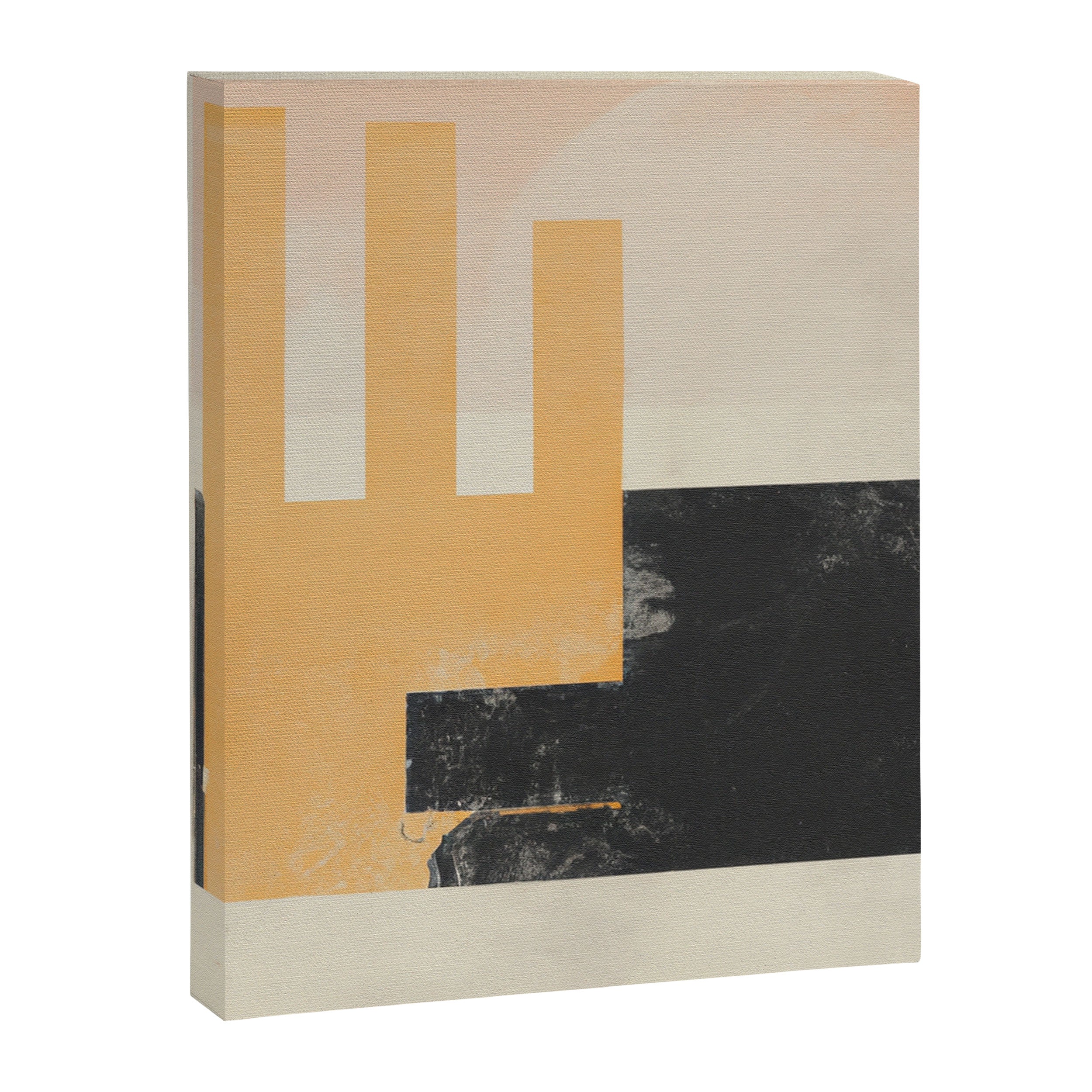 Minimal Abstract mixed-media piece in beige and black colors Canvas Print Gallery Image 8