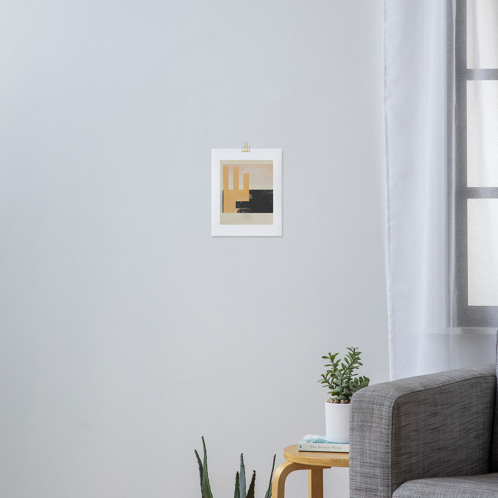 Minimal Abstract mixed-media piece in beige and black colors Art Print Gallery Image 3