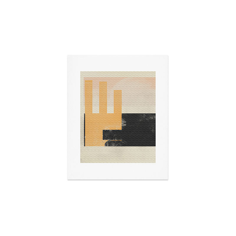 Minimal Abstract mixed-media piece in beige and black colors Art Print Gallery Image 1