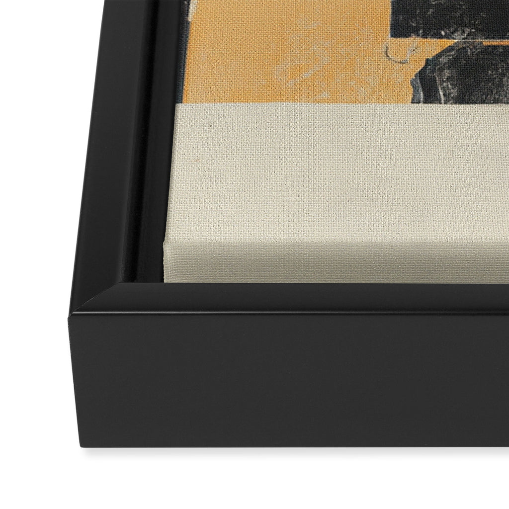 Minimal Abstract mixed-media piece in beige and black colors Framed Canvas Print Gallery Image 3