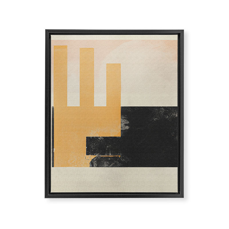 Minimal Abstract mixed-media piece in beige and black colors Framed Canvas Print Gallery Image 8