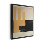 Minimal Abstract mixed-media piece in beige and black colors Framed Canvas Print Gallery Image 2