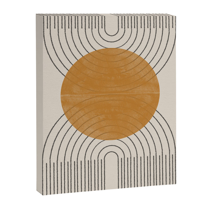 Minimal Line, Arch, Gold Sun Canvas Print Gallery Image 1