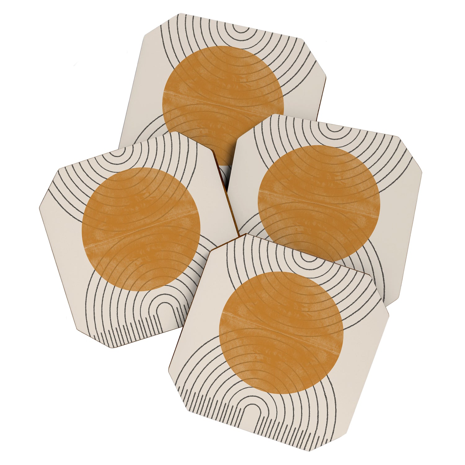 Minimal Line, Arch, Gold Sun Coaster Gallery Image 1