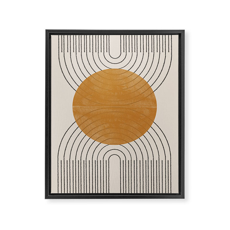 Minimal Line, Arch, Gold Sun Framed Canvas Print Gallery Image 6
