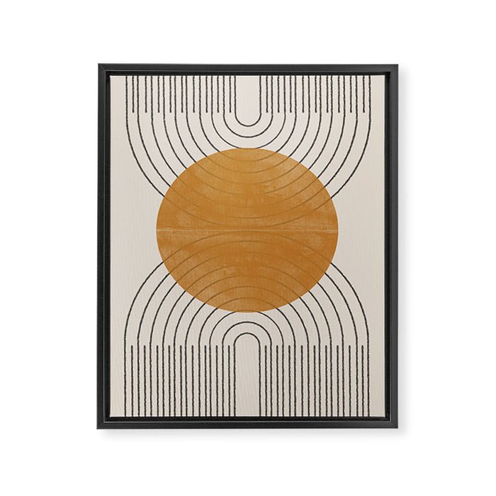 Minimal Line, Arch, Gold Sun Framed Canvas Print Gallery Image 1