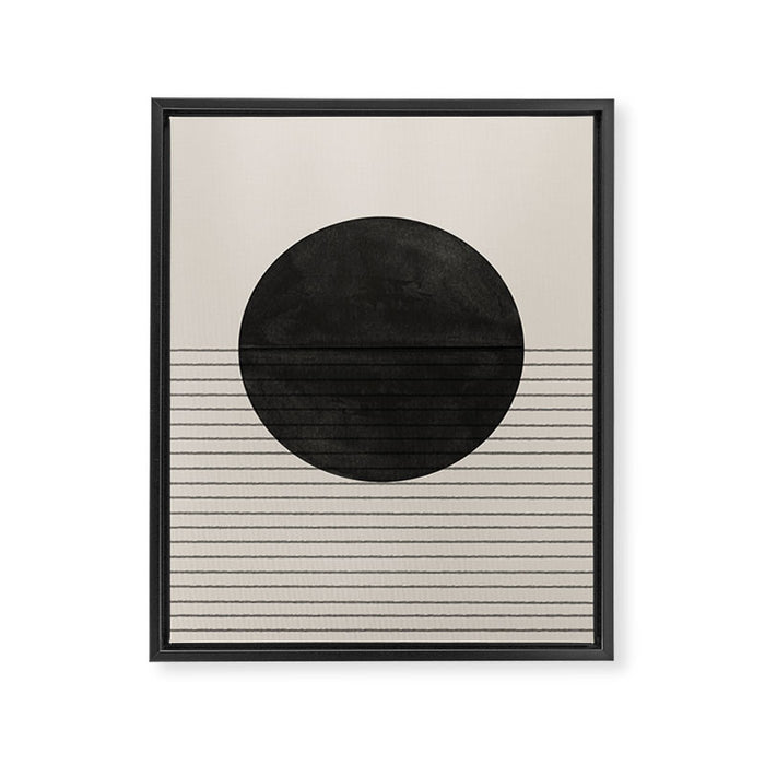Minimalistic sun and Ocean Framed Canvas Print Gallery Image 1
