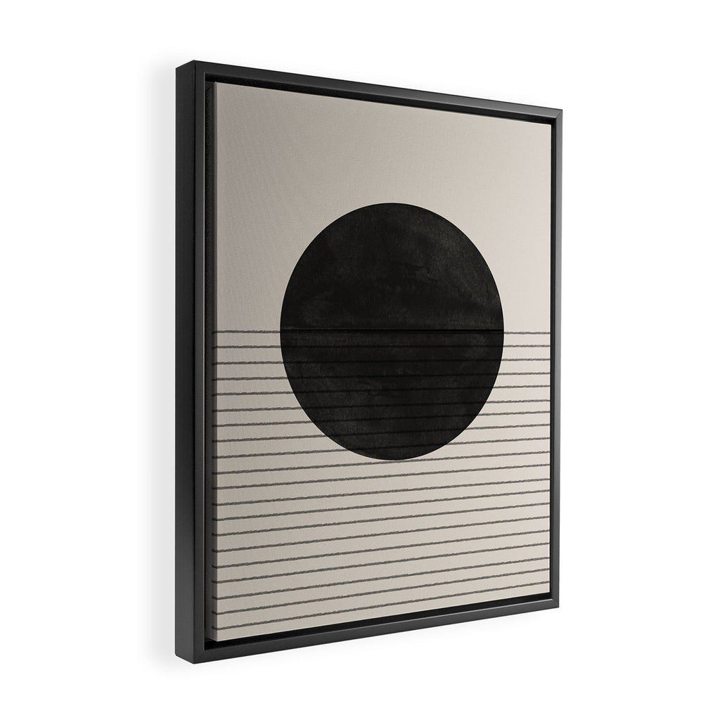 Minimalistic sun and Ocean Framed Canvas Print Gallery Image 2