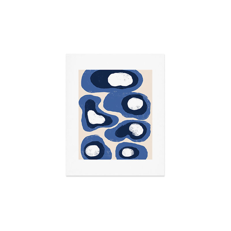 Modern Blue White Stains Art Print Gallery Image 1