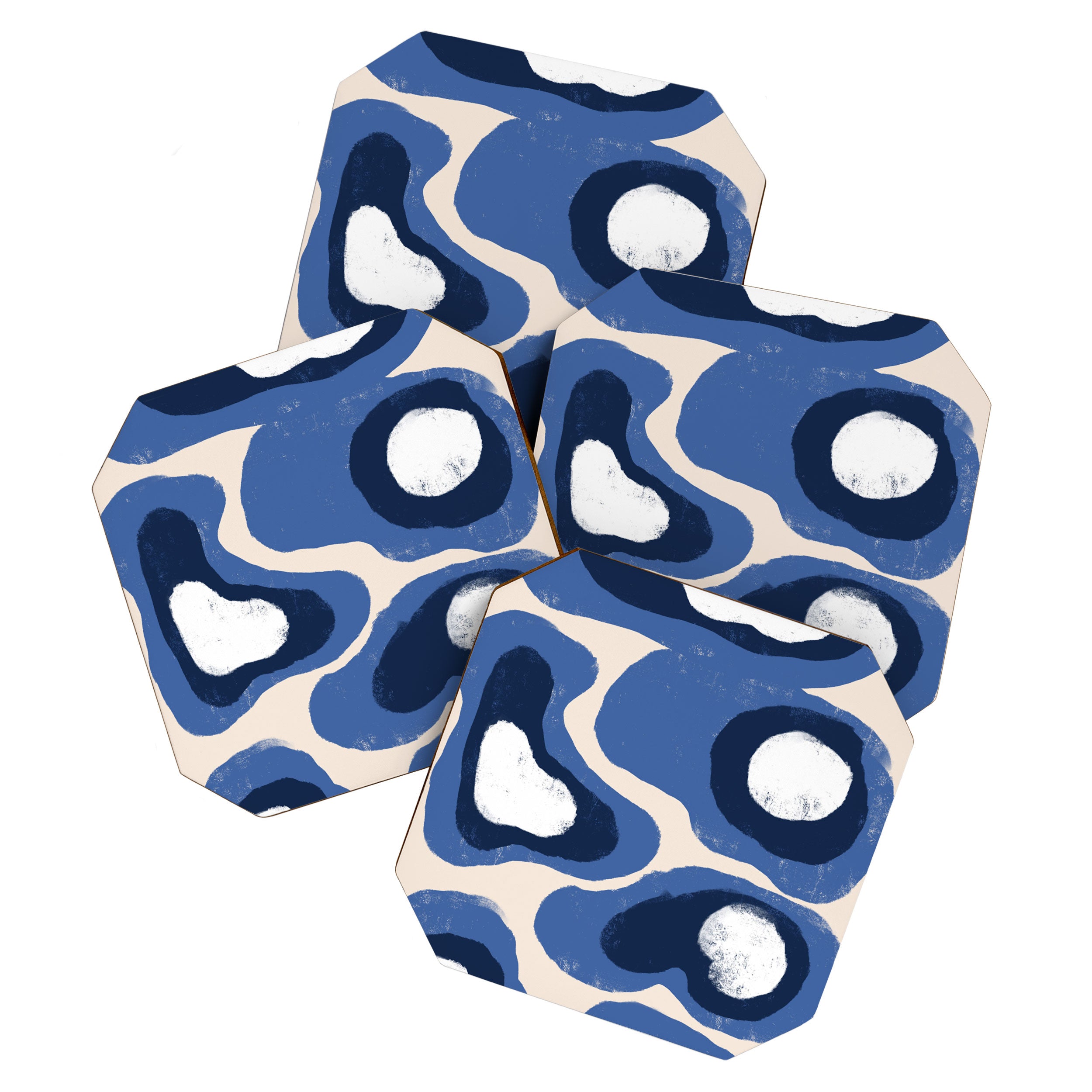 Modern Blue White Stains Coaster Gallery Image 1