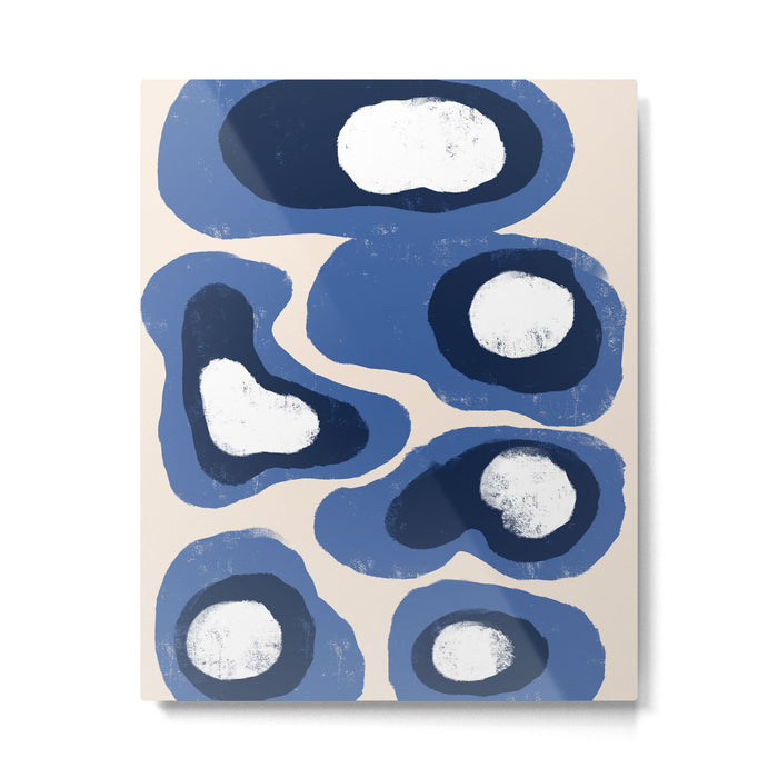 Modern Blue White Stains Metal Print Gallery Image 1