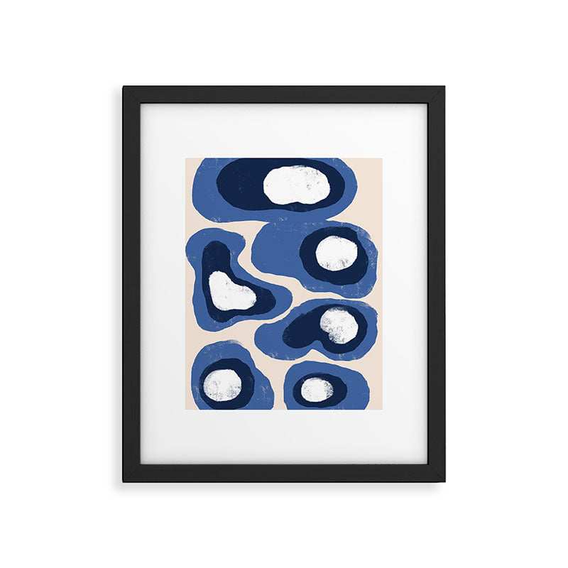 Modern Blue White Stains Framed Art Print Gallery Image 5